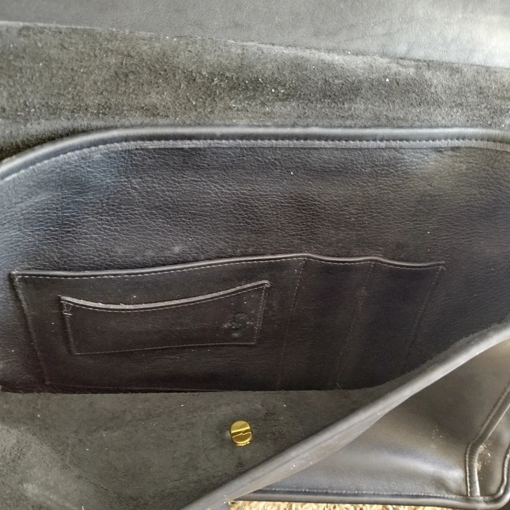 VINTAGE COACH BEEKMAN BLACK LEATHER BRIEFCASE MESSANGER SHOULDER BAG #G5C-5266